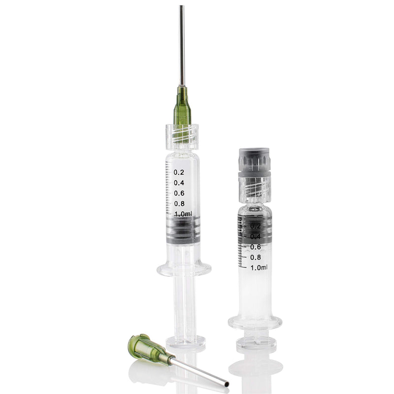 Kopperko 1 Pack (Single) Borosilicate Glass Syringe - 1ml Syringe, Heat Resistant Luer Lock Syringe - Glue Syringe for Use with Thick Liquids, Oils, Ink - Bonus 14GA Blunt Tip Non-Hypodermic Needles