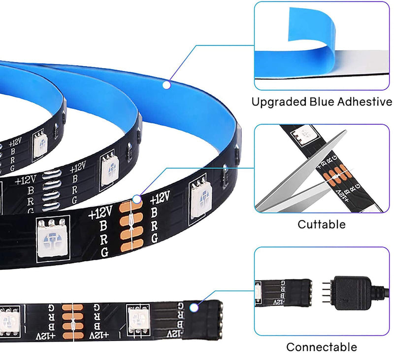 [AUSTRALIA] - 32.8ft LED Strip Lights, HitLights RGB Ultra Brighter Color Changing Led Tape Lights 5050 300 LEDs Flexible Light Strips with RF Remote, UL Power Supply for Home Room Party TV Bedroom 32.8FT 