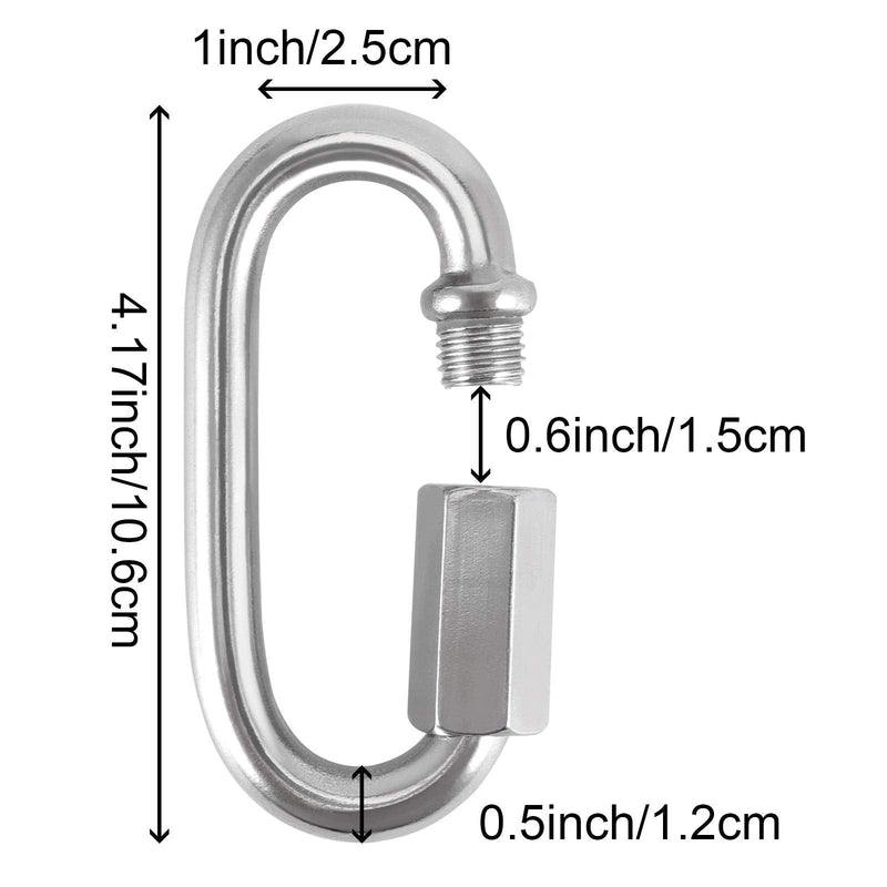 ZOENHOU 3 Pack 12mm M12 Quick Link, 2497 Lbs Stainless Steel Threaded Chain Connector Heavy Duty D Shape Locking Repair Link for Backpack DIY Accessories M12 3 PCS