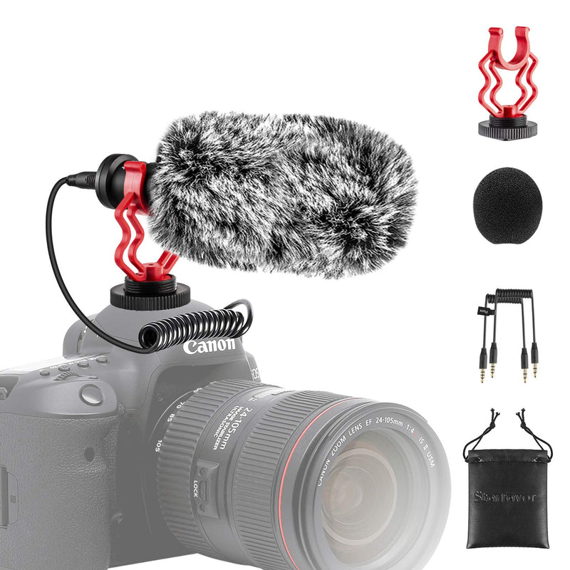 Universal Camera Microphone Video Mic Shotgun Starfavor SXR-10 with Shock Mount, Windscreen, Soft Case, Cable for iPhone Android Smartphones Canon EOS Nikon DSLR Cameras and DV Camcorders