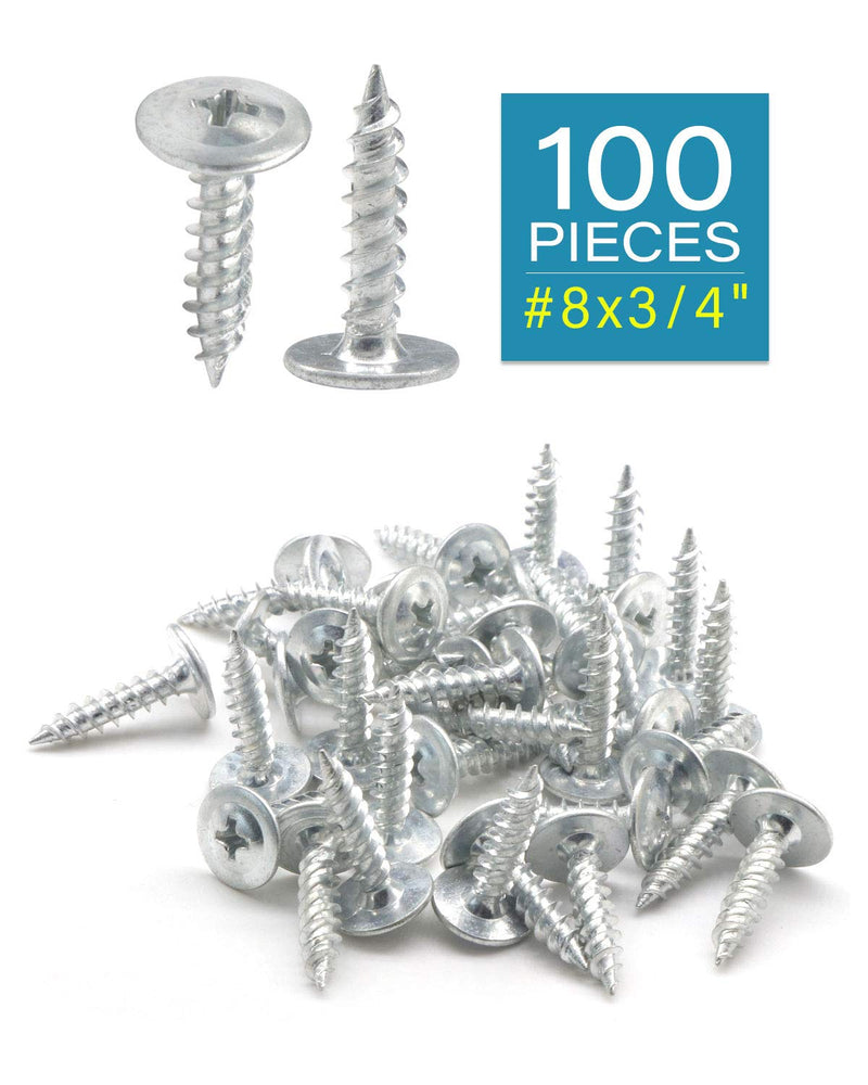 [AUSTRALIA] - IMScrews 100pcs #8 x 3/4" Truss Head Screws Standard Thread Self Tapping Screws Wood Work MDF Zinc Plated #8*3/4 (4.2*19mm) 100 