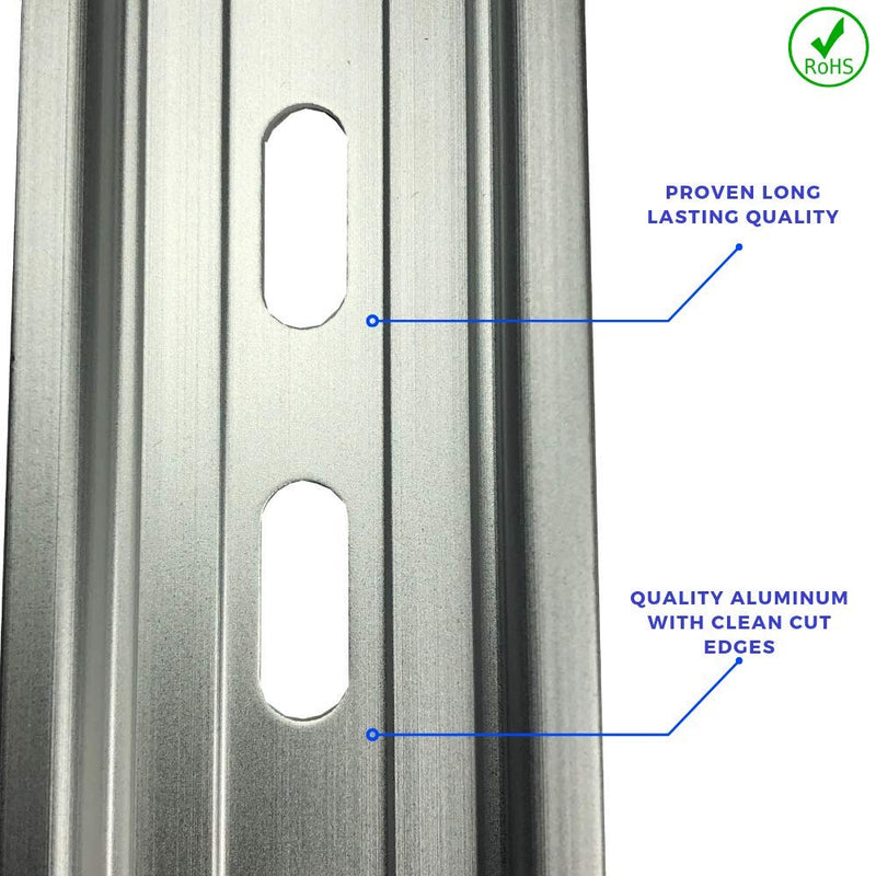 T&G 10 Pieces DIN Rail Slotted Aluminum RoHS 8" Inches Long 35mm Wide 7.5mm High