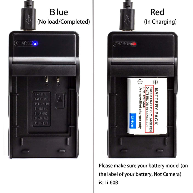 LI-60B USB Charger for Olympus FE-370 Camera and More