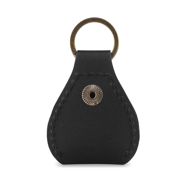 Leather Guitar Pick Holder Keychain, Guitar Pick Holder Case Bag, Plectrum Key Fob Cases Bag, Gift for Guitar Players (Black) Black