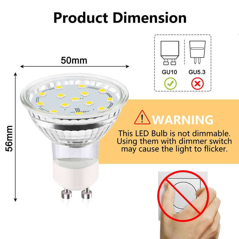 Unicozin GU10 LED Light Bulbs, 4W 400LM, 50W Halogen Bulbs Equivalent, 5000K Daylight White, Non-Dimmable, LED Bulbs for Track Lighting, GU10 Base, Pack of 4