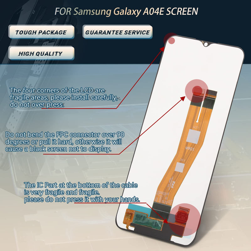 YWLRONG LCD for Samsung Galaxy A04e Screen Replacement Touch LCD Display Screen Digitizer Assembly for A042F A042M A042F/DS Replacement with Kit(Black)