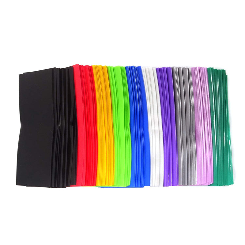 Honbay 200PCS 10 Colors 30x72mm Battery Shrink Film Colorful Battery Wraps PVC Heat Shrink Tubing Tube for 18650 Battery