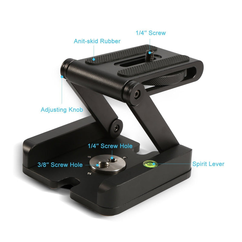 Universal Quick Release Plate, Aluminum Folding Z Flex Tilt Head Camera Bracket Tripod Ball Head with Spirit Level Slide Rail Tripod Stabilizer