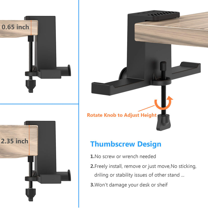 RGB Headphone Stand Hanger with USB C Charger, KAFRI Under Desk Dual Headset Holder Earphone Hook Mount Rack with 3 USB Charging Ports, PC Gaming Desk Accessories