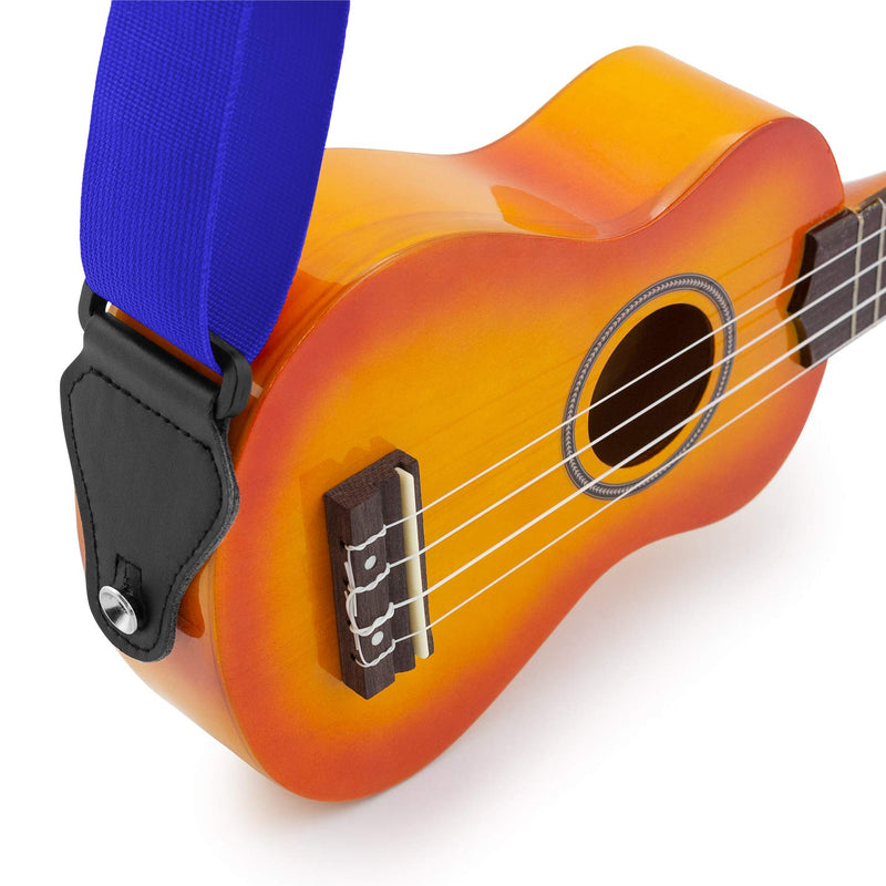 Tiger Ukulele Strap Pack Includes Strap, Headstock Neck Tie, Strap Button/End Pin and 3 Felt Picks Suitable for Soprano, Concert, Tenor and Baritone Ukes – Blue