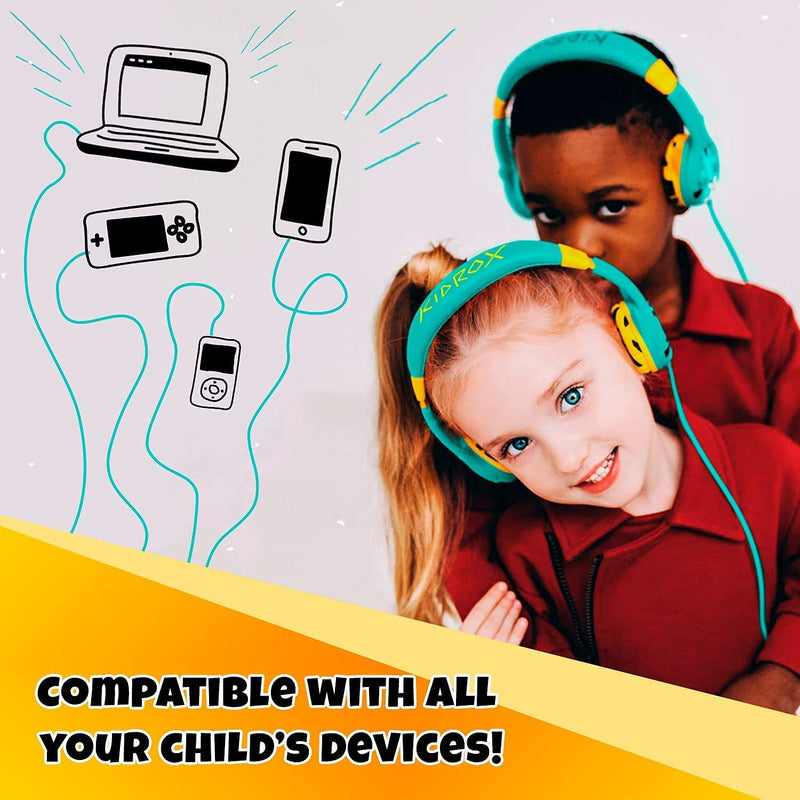 Artix CL750 Foldable Noise Isolating On Ear Headphones & Kidrox Tiger-Ear Kids Headphones Boys/Girls