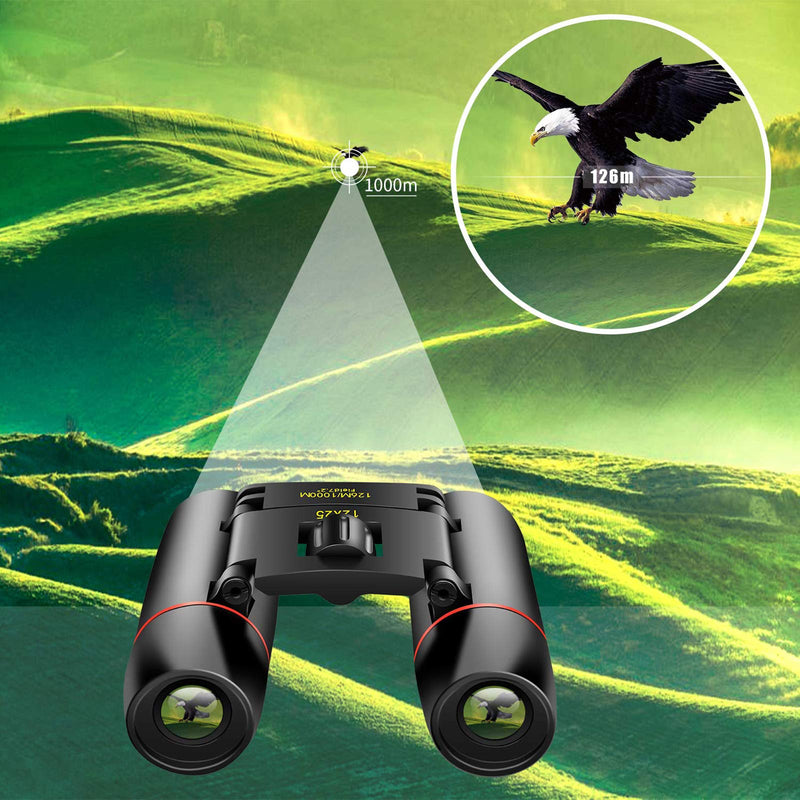 POLDR 12X25 Small Pocket Binoculars Compact Adults,Mini Kids Binoculars Boys for Bird Watching,Concert Theater Opera Black