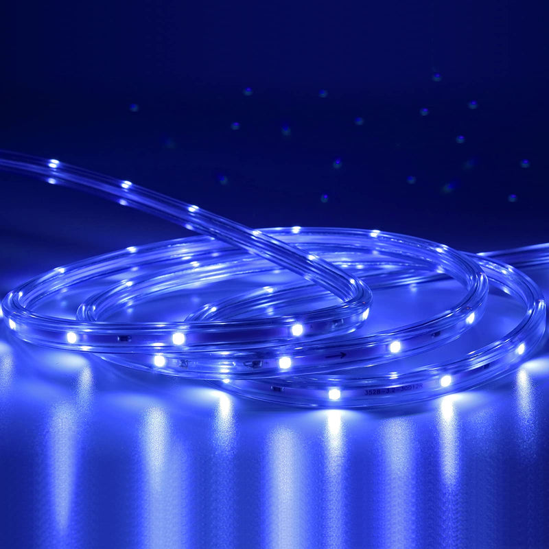 Blue Rope Lights, 16.4ft Waterproofe Flat Flexible LED Strip Light, Indoor Outdoor Decorative Lighting for Home Christmas Holiday Garden Patio Party Blue