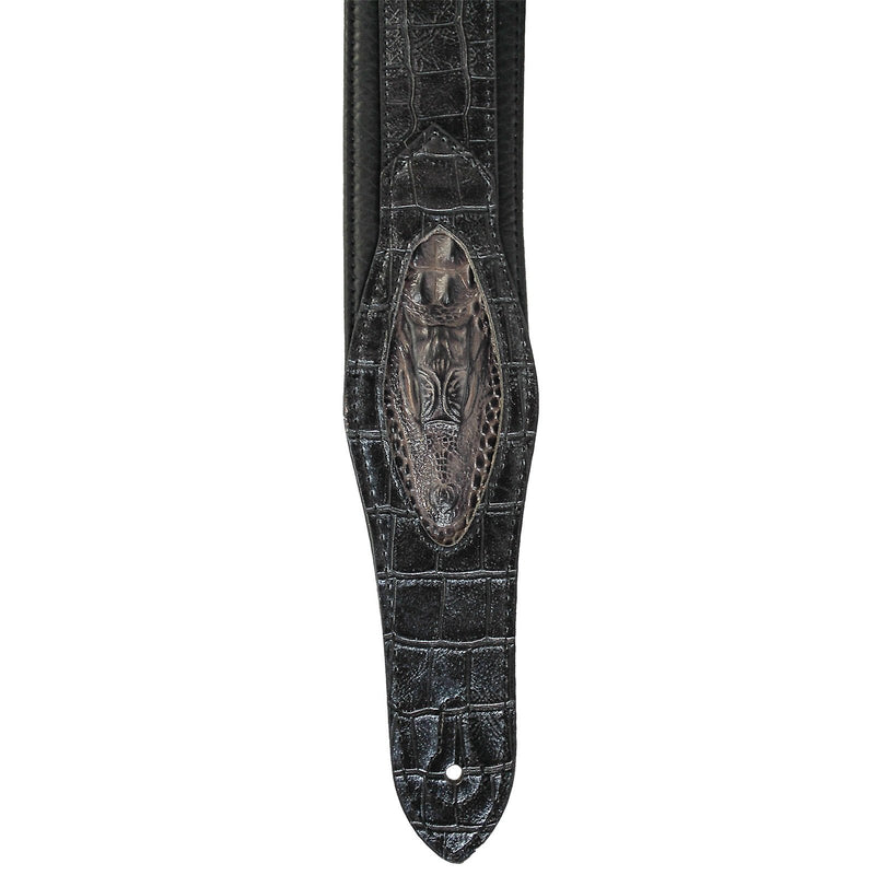 Walker & Williams SF-07 Metallic Black Alligator Pattern Strap with Gator Head