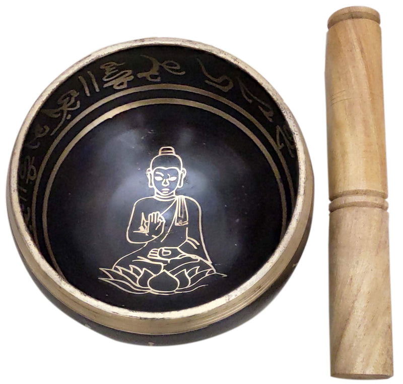 Purpledip Bell Metal Singing Bowl 'Yogi': Buddhist Tibetan Musical Instrument for Meditation Prayers (12041)