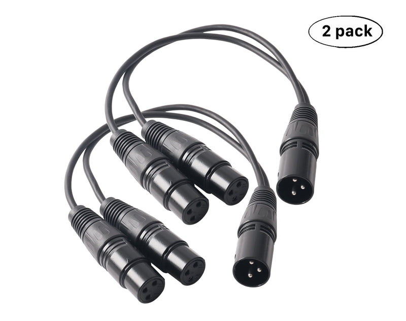 [AUSTRALIA] - Devinal XLR Splitter Male to 2 Female Cable, Dual XLR Female to XLR Male Balanced Patch Y Cable, 3 PIN XLR Plug to 2 XLR Jacks Microphone Adaptor Cord - 1 Feet 2 Pack 