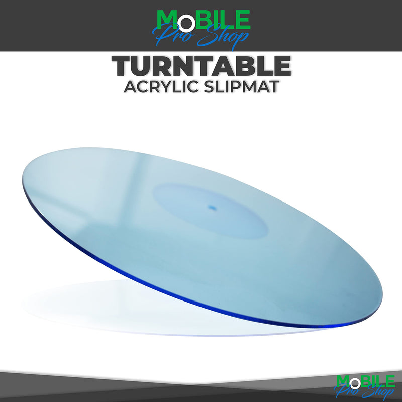 Mobile Pro Shop Acrylic Turntable Mat - Acrylic Slipmat for Vinyl LP Record Players - Improves Sound Quality & Provides Tighter Bass - Anti Static Platter mat (Blue_lit) Blue_lit