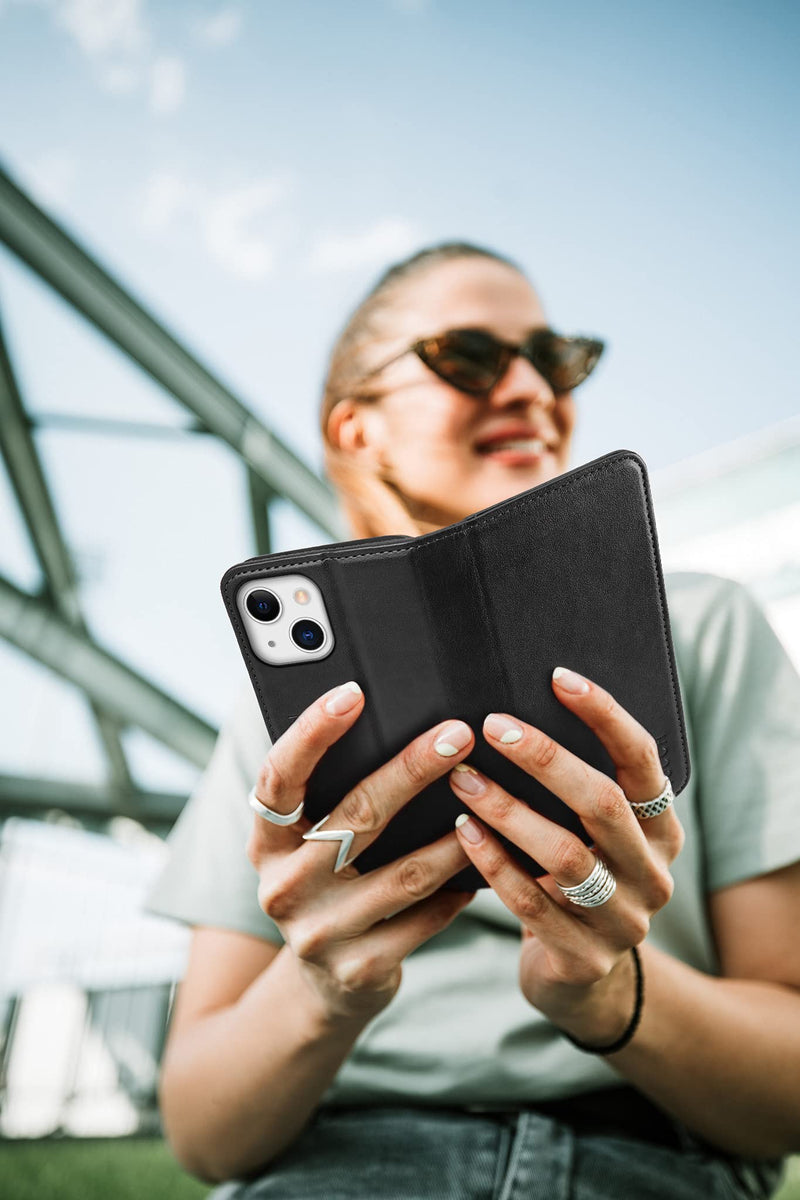 [AUSTRALIA] - TUCCH Case for iPhone 13 Wallet Case, Magnetic PU Leather Stand Flip Cover with [TPU Shockproof Interior Case], [RFID Blocking] [Card Slot] Folio Case Compatible with iPhone 13 6.1-inch 2021, Black 