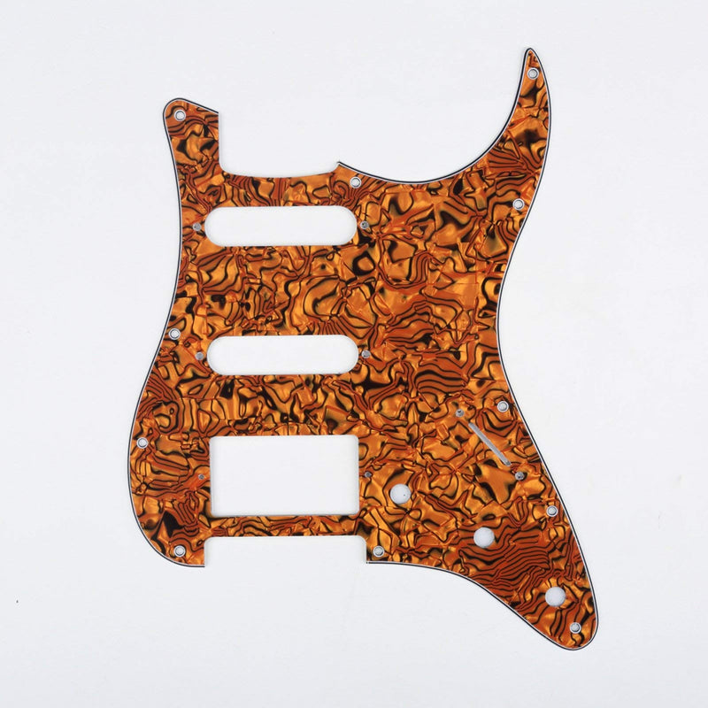 Musiclily SSH 11 Hole Strat Guitar Pickguard and BackPlate Set for Fender USA/Mexican Standard Stratocaster Modern Style, 4Ply Tiger Spot Shell