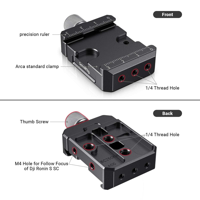 SMALLRIG DSLR and Mirrorless Quick Release Clamp and Plate for Arca-Type Standard Compatible with DJI Ronin S/SC ZHIYUN Crane Series Weebill S Gimbal - DBC2506