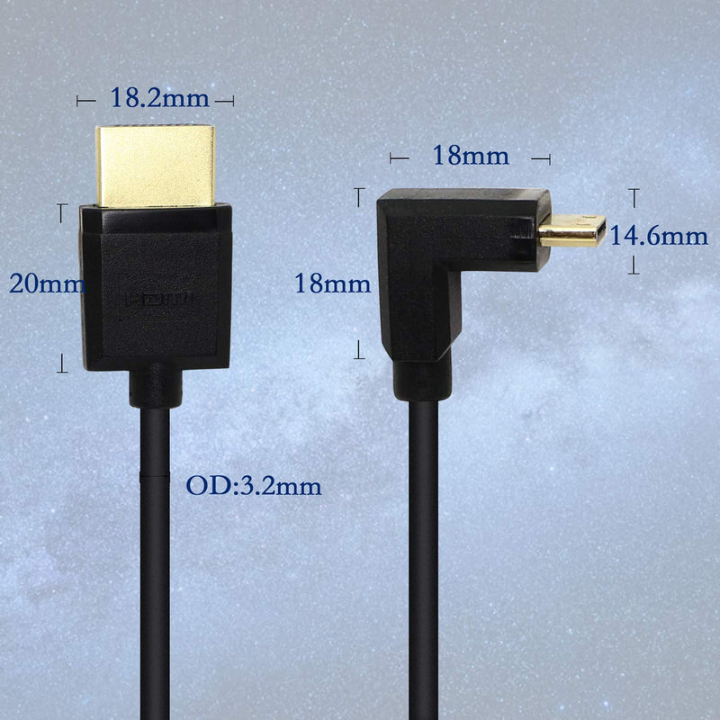 15CM Mini HDMI to HDMI Short Cable, 270 Degree Upward Angle High Speed Mini HDMI Male to HDMI 2.0 Male Adapter Support 4k@60HZ YOUCHENG, for Raspberry Pi, Tablet, Camera Etc(Up)