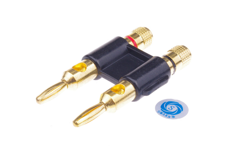 SMAKN 1 Pair Dual Copper Speaker Banana Plugs - Black&Red