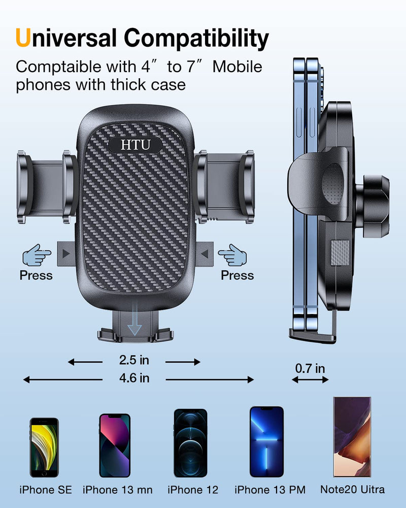 [AUSTRALIA] - HTU Cell Phone Holder for Car [Military-Grade Super Suction & Stable] Universal Hands-Free Car Phone Holder Mount Dashboard Windshield Air Vent Car Mount for iPhone Samsung All Smartphones & Cars 