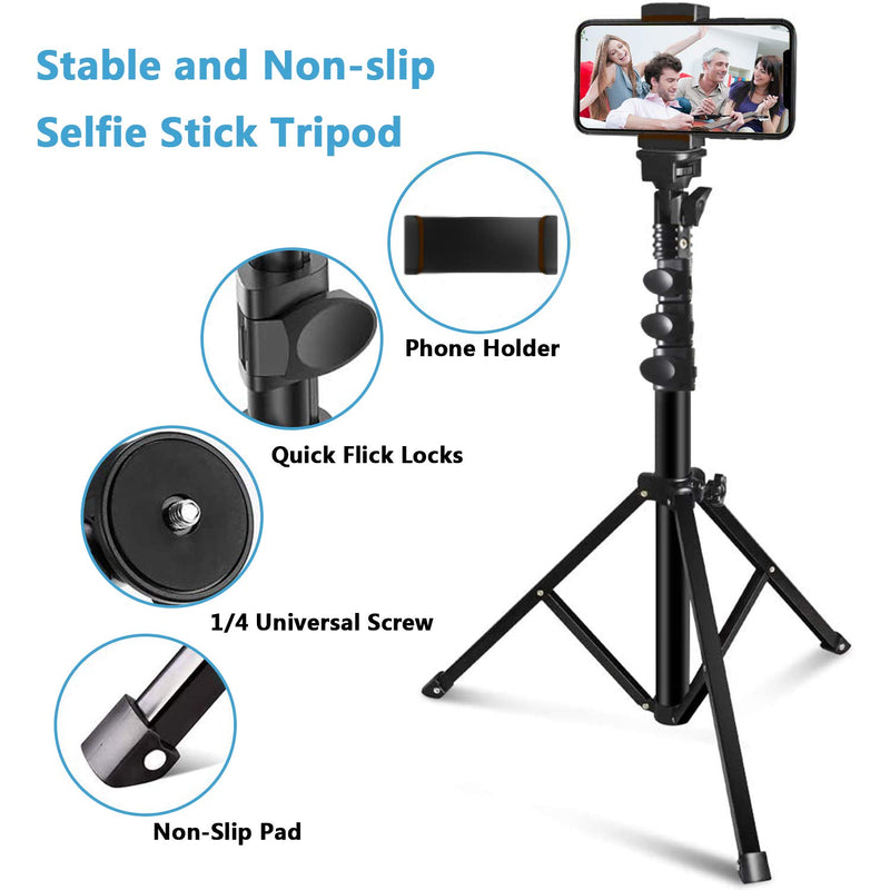 3Csmart Selfie Stick Tripod 51" Cell Phone Tripod Stand with Bluetooth Remote Smartphone for iPhone, Android Cellphone Gopro Camera Mount Portable Monopod Feet