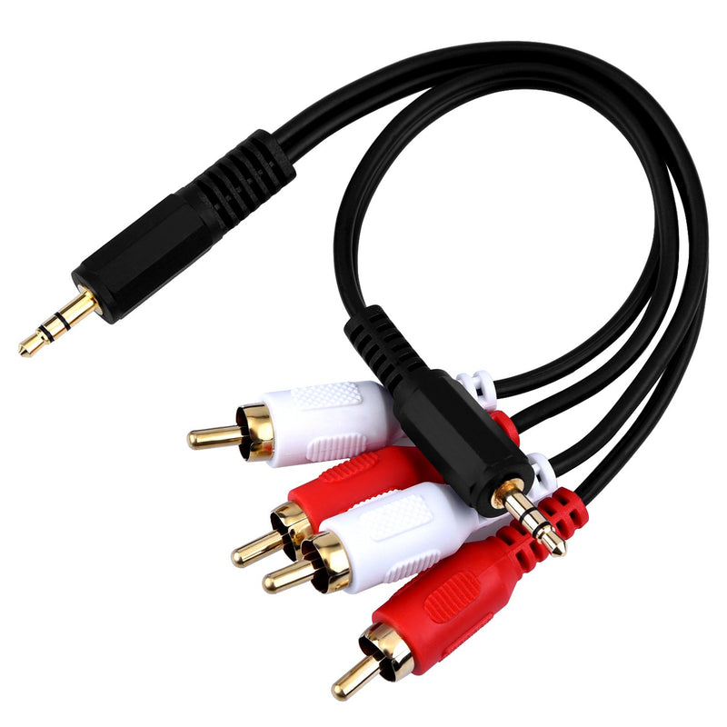 eBoot 3.5mm Audio Cable Male to 2 RCA Male Cable Stereo Audio Y Cable Adapter 6 Inch, 2 Pack