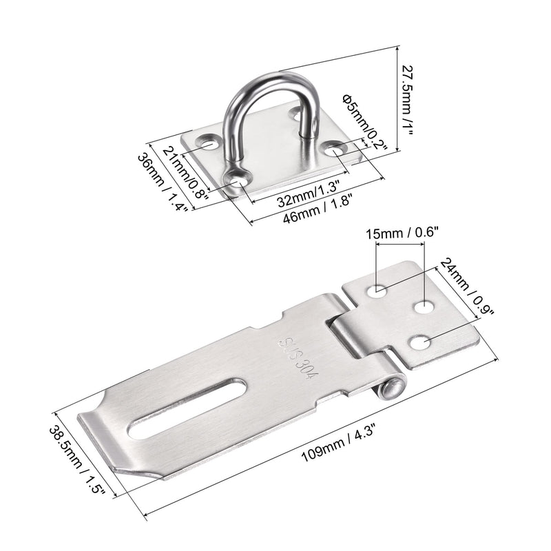 MECCANIXITY 3 Inch Stainless Steel Thick Door Latch Hasp Lock Padlock Clasp with Screws for Cabinet Closet Gate, Silver