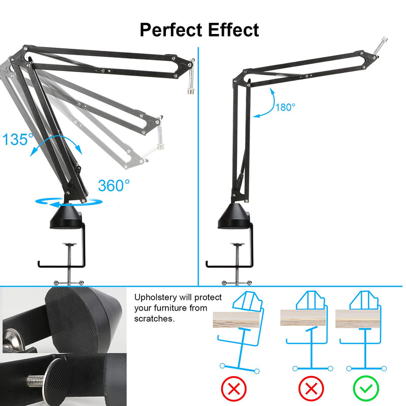 YOUSHARES Mic Stand with Windscreen and Dual Layered Mic Pop Filter Compatible with Rode PodMic Podcasting Microphone