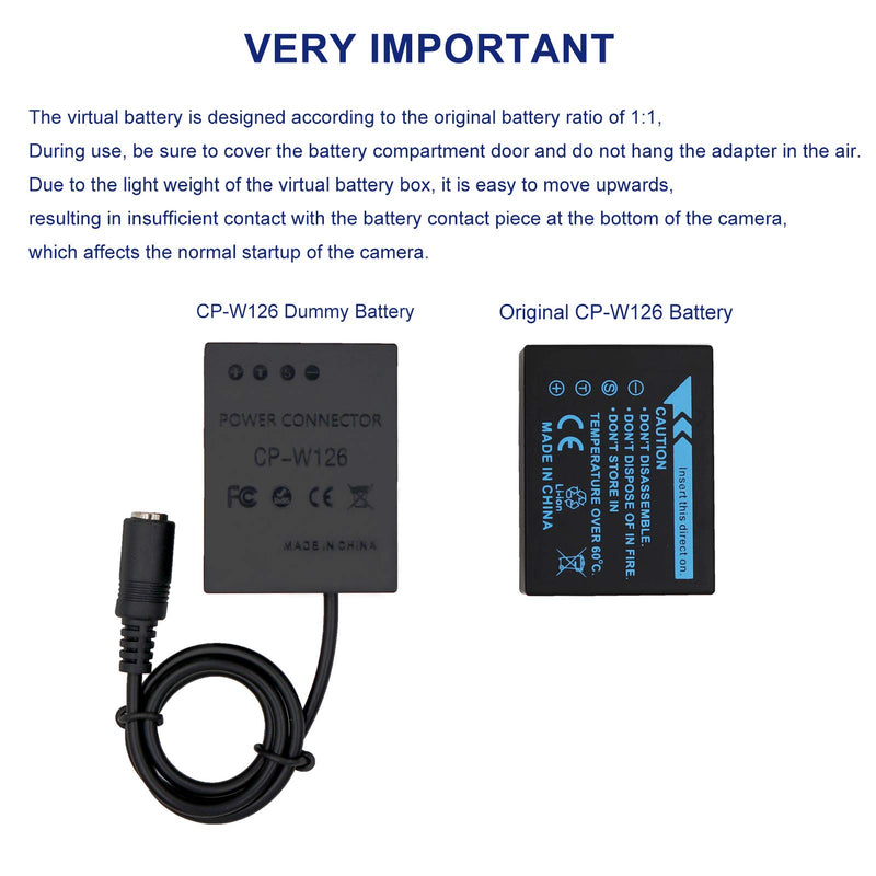 Gonine CP-W126 DC Coupler AC-9V AC Power Adapter Kit Replacement for Fujifilm NP-W126 NP-W126S Battery， X-Pro 2 X-Pro3 X-E2 X-E2S X-M1 X-A1 X-A2 X-T1 X-T2 X-T10 X-T20 HS50EXR HS35EXR Camera.