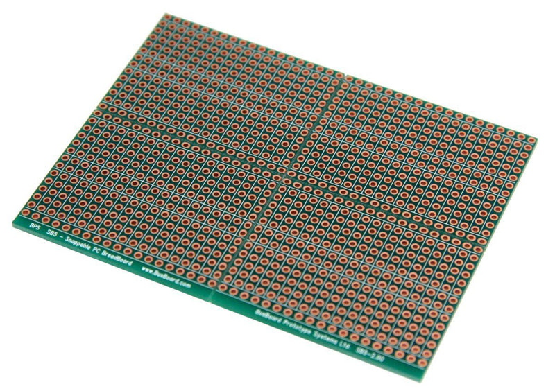 SB5 Snappable PCB BreadBoard with 5-Hole Strips, Scored PCB, Snaps Into 4 Small Boards, 2-Layer, Plated Holes, Power Rails, 2.8 x 3.8in (73.7 x 96.5mm)