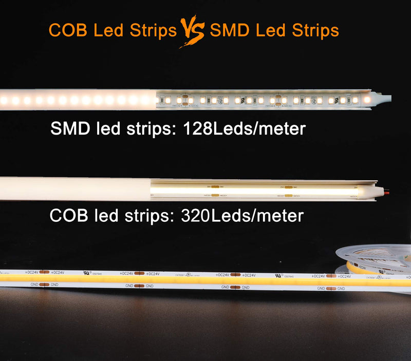 [AUSTRALIA] - UL Listed COB LED Strip Lights 4000K CRI80+ 9.84ft LED Rope Lights Kit with UL Adapter&Mini Controller Flexible Bendable LED Adhesive Light for Xmas Party Birthday Home Cabinet Decoration IP20 Nature White 