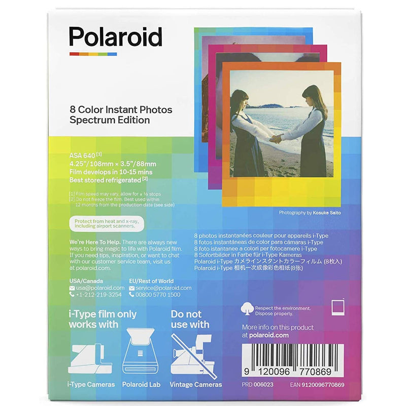 Polaroid Color Film for i-Type - Rainbow Spectrum Edition + Grey Album for Instant Prints