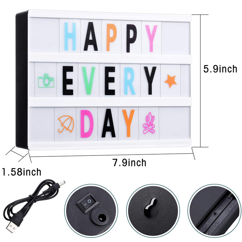 Outus Movie Light Box A5/ A4 LED DIY Cinema Light Box and 192 Letters Numbers Emojis Symbols for Home Holiday Party Decoration, USB or Battery Powered (A5, 15 x 20 x 4 cm/ 5.9 x 7.9 x 1.6 Inch) A5, 15 x 20 x 4 cm/ 5.9 x 7.9 x 1.6 Inch