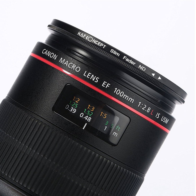 K&F Concept 62mm ND Fader Variable Neutral Density Adjustable ND Filter ND2 to ND400 for Sigma Tamron Sony Alpha A57 A77 A65 DSLR Cameras + Lens Cleaning Cloth 62mm ND2-ND400