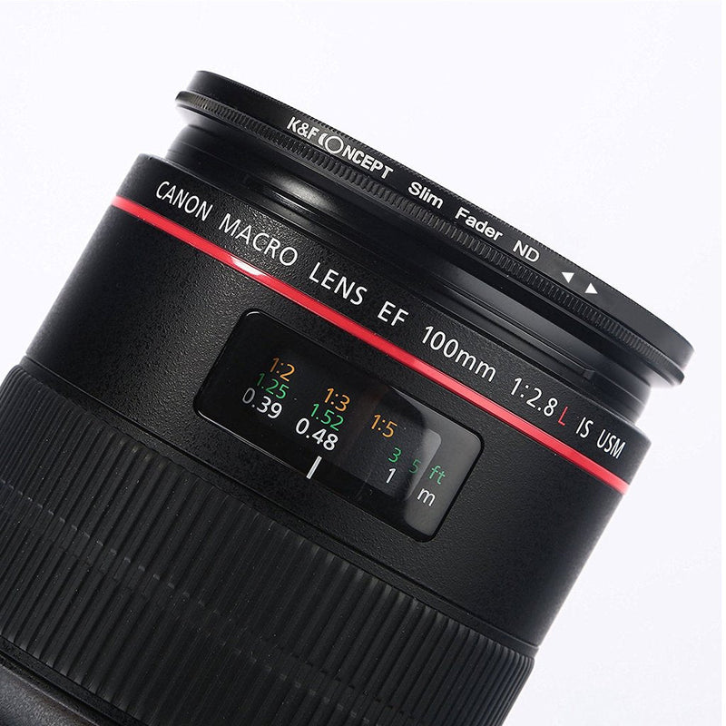 37mm Filter, K&F Concept 37mm ND Filter Variable Fader NDX Neutral Density Adjustable ND2 to ND400 Lens Filter Kit + Cleaning Cloth for DSLR Cameras
