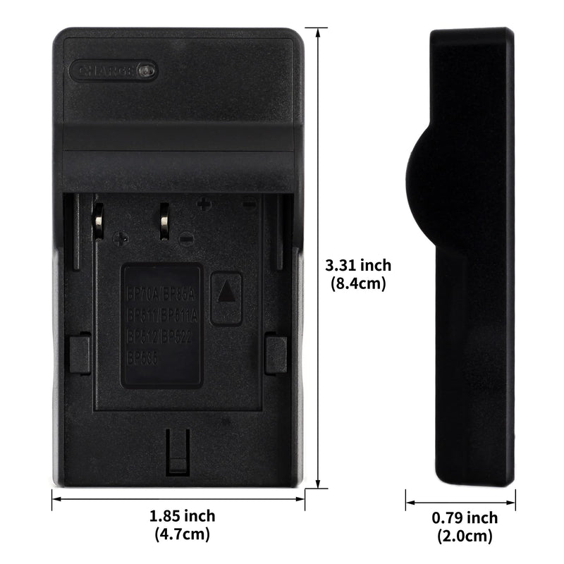 BP-511 USB Charger for Canon EOS 10D, 20D, 30D, 40D, 50D, D60, MV630i, MV700, MV730i, Optura Pi, Optura Xi, ZR10, ZR60, PowerShot G5 Camera and More