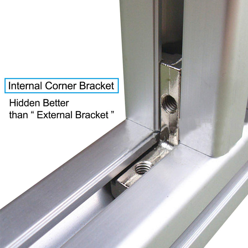 20pcs/lot 1" x 1" Aluminum Extrusion Profiles 1010 Series L-Shape Interior Corner Connector Joint Bracket with Screws for 10x10 Aluminum Profile 1 Inch x 1 Inch Extrusion Profiles Rail