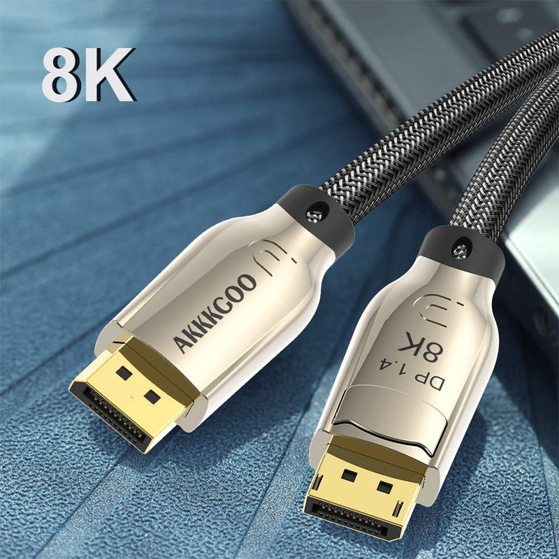AKKKGOO 8K DisplayPort Cable 16.5ft Ultra HD Gold-Plated DisplayPort 1.4 Male to Male Nylon Braided Cable Zinc Alloy Shell, Support 7680x4320 Resolution, 8K@60Hz, 4K@144Hz, 32.4Gbps, HDP, HDCP (5M) 16.5ft/5m