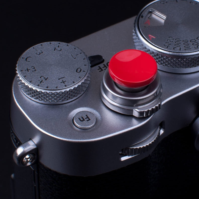 VKO Soft Metal Shutter Release Button Brass Compatible with Fujifilm X-T30 X-T4 X-T3 X100F X-T20 X-PRO2 XPRO-3 X30 X100T X100S X-E2 X-T2 M9 M10 Camera Black Red Dark-red 11mm Concave Surface(3 Pack)