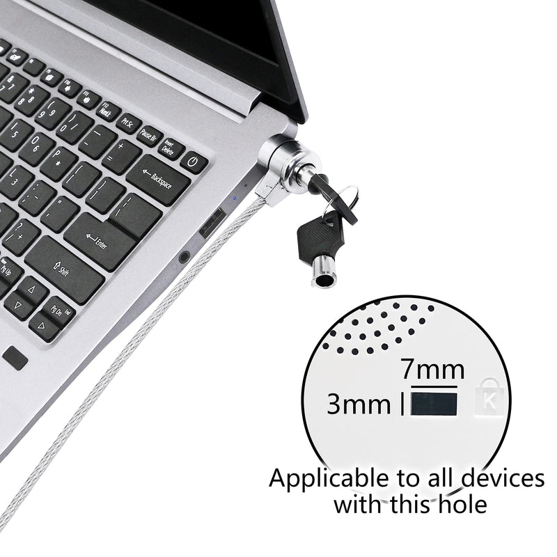 YACSEJAO Notebook Lock and Security Cable 3.9 Feet Laptop Cable Lock Hardware Security Cable Lock Anti Theft for All Devices with 3x7mm Keyholes are Supported