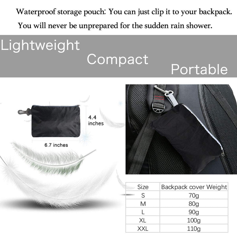 Frelaxy Waterproof Backpack Rain Cover, Upgraded Triple Waterproofing, Antislip Cross Buckle Strap, Ultralight Compact Portable, for Hiking, Camping, Biking, Outdoor, Traveling Black S (For 15L-25L backpack )