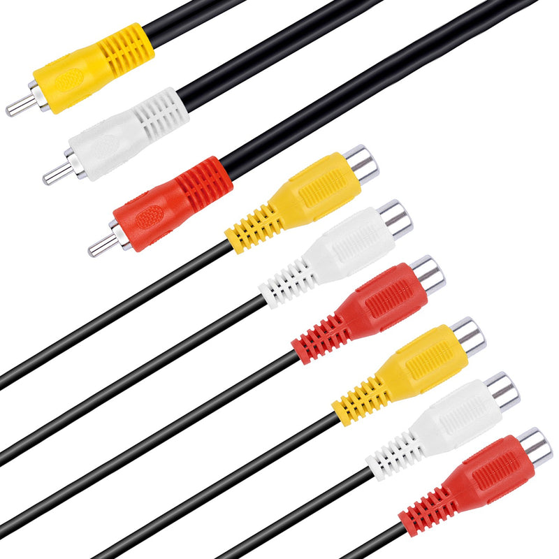 BronaGrand 2pcs 3 RCA Male Jack to 6 RCA Female Plug Splitter Audio Video Av Adapter Cable (1FT)