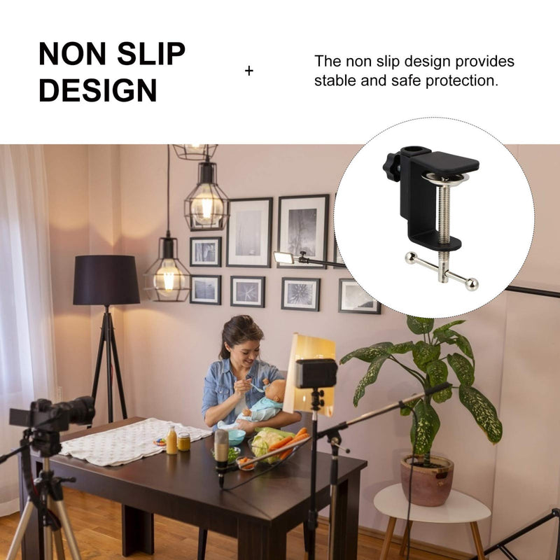Holibanna 2 PCS Shape Desk Table Mount Clamp Mic Suspension Boom Scissor Arm Stand Holder with Adjustable Screw For Microphone Black