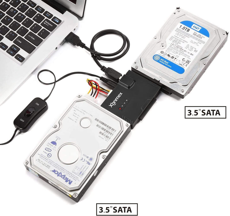 Xbnmex IDE SATA to USB 3.0 Cable Hard Drive Reader IDE SATA PATA USB 3.0 for Hard Drive Disk HDD 2.5" 3.5" with 12V 2A External AC Power Adapter(Black)