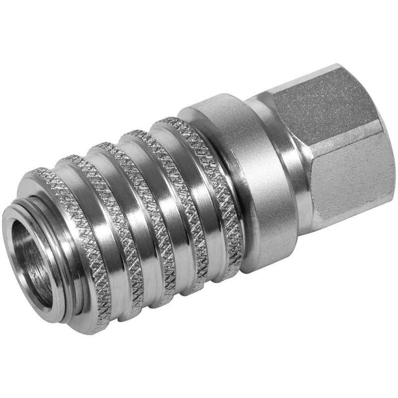 [AUSTRALIA] - PD242 Series PD Steel Test Port and Diagnostic Equipment Quick Coupler with Female Pipe Thread, 1/8" Body Size, 1/4"-18 NPTF Thread Size, 2.12" Length 