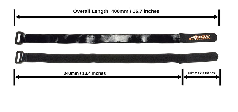 Apex RC Products 5 Pack 20mm x 400mm HD Rubberized Non-Slip Battery Straps 3032