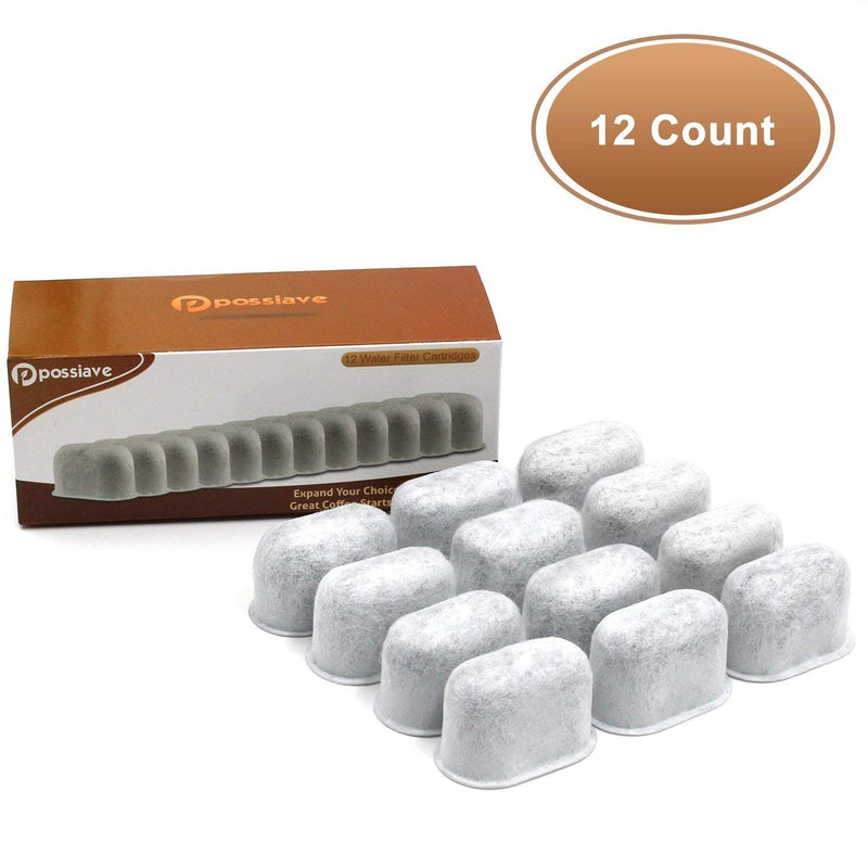 Possiave 12-Pack Cuisinart Compatible Charcoal Water Filter Replacement - for all Cuisinart Coffee Machines 12 Pack